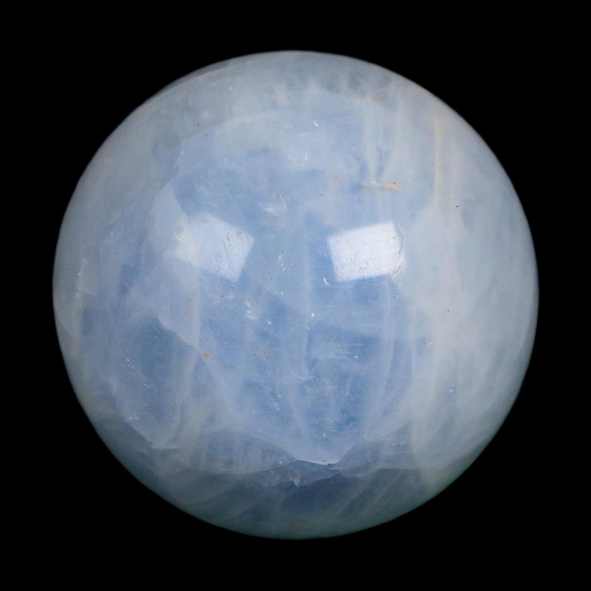 52MM Ice Blue Calcite Crystal Mineral Sphere Orb Nuevo Leon Mexico