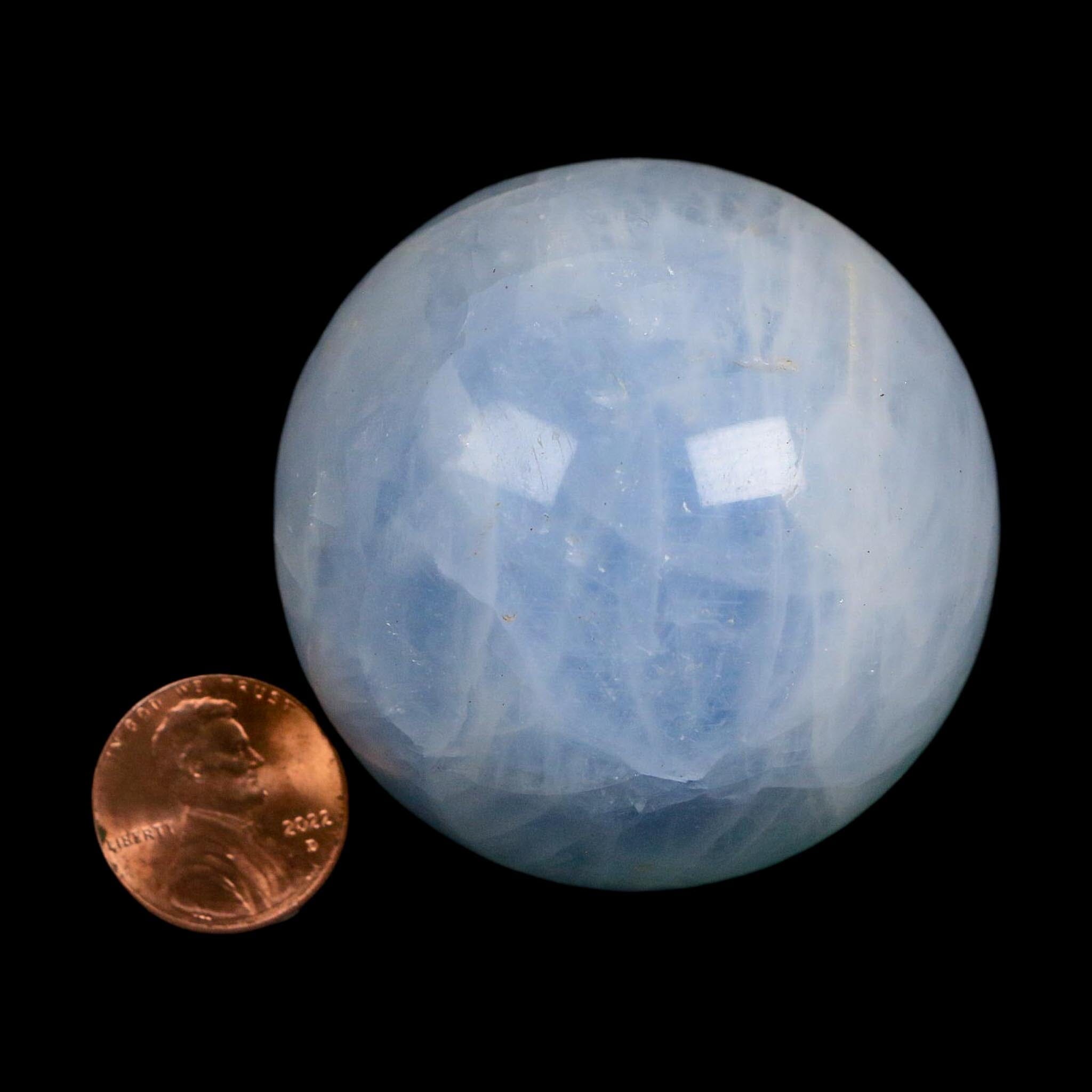 52MM Ice Blue Calcite Crystal Mineral Sphere Orb Nuevo Leon Mexico