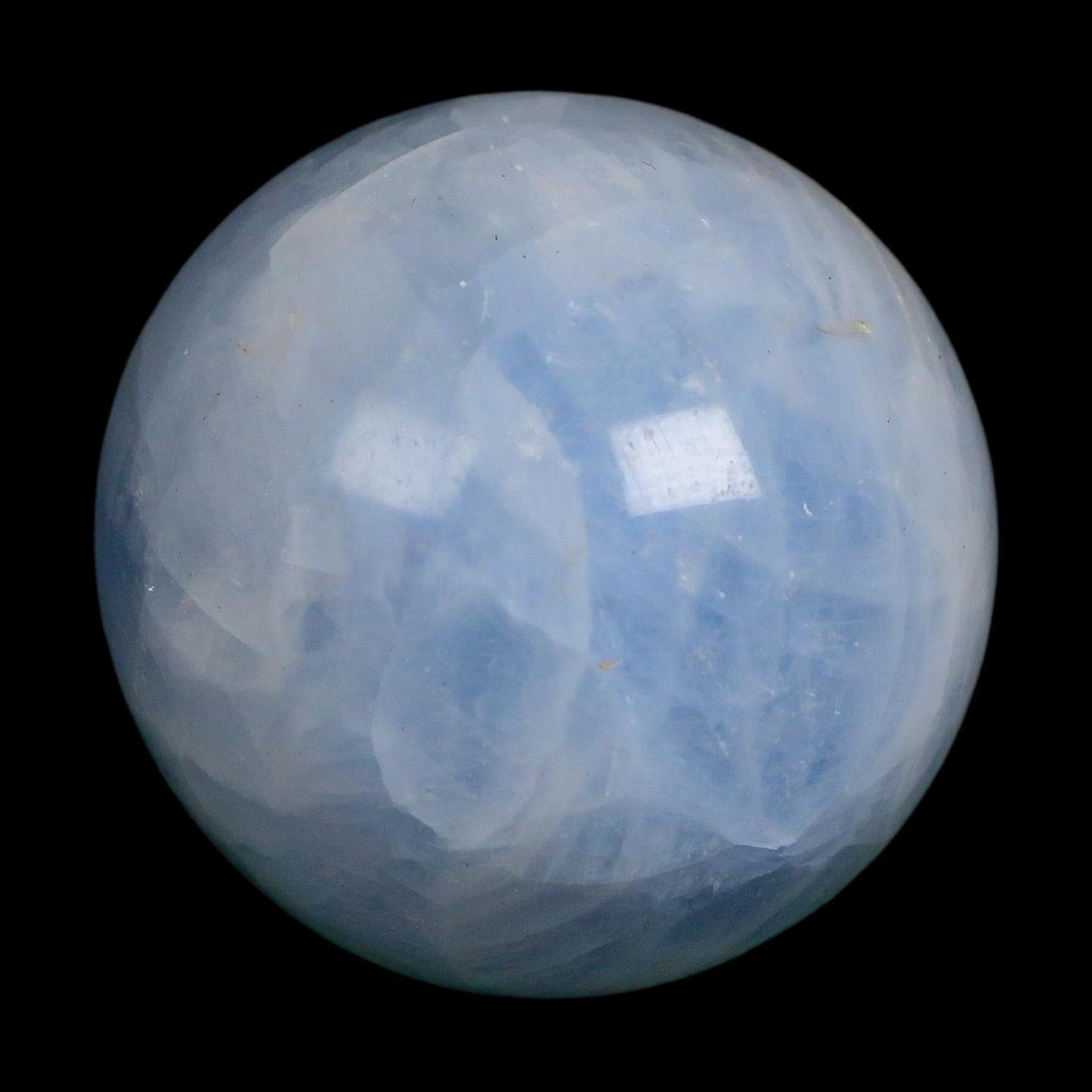 52MM Ice Blue Calcite Crystal Mineral Sphere Orb Nuevo Leon Mexico