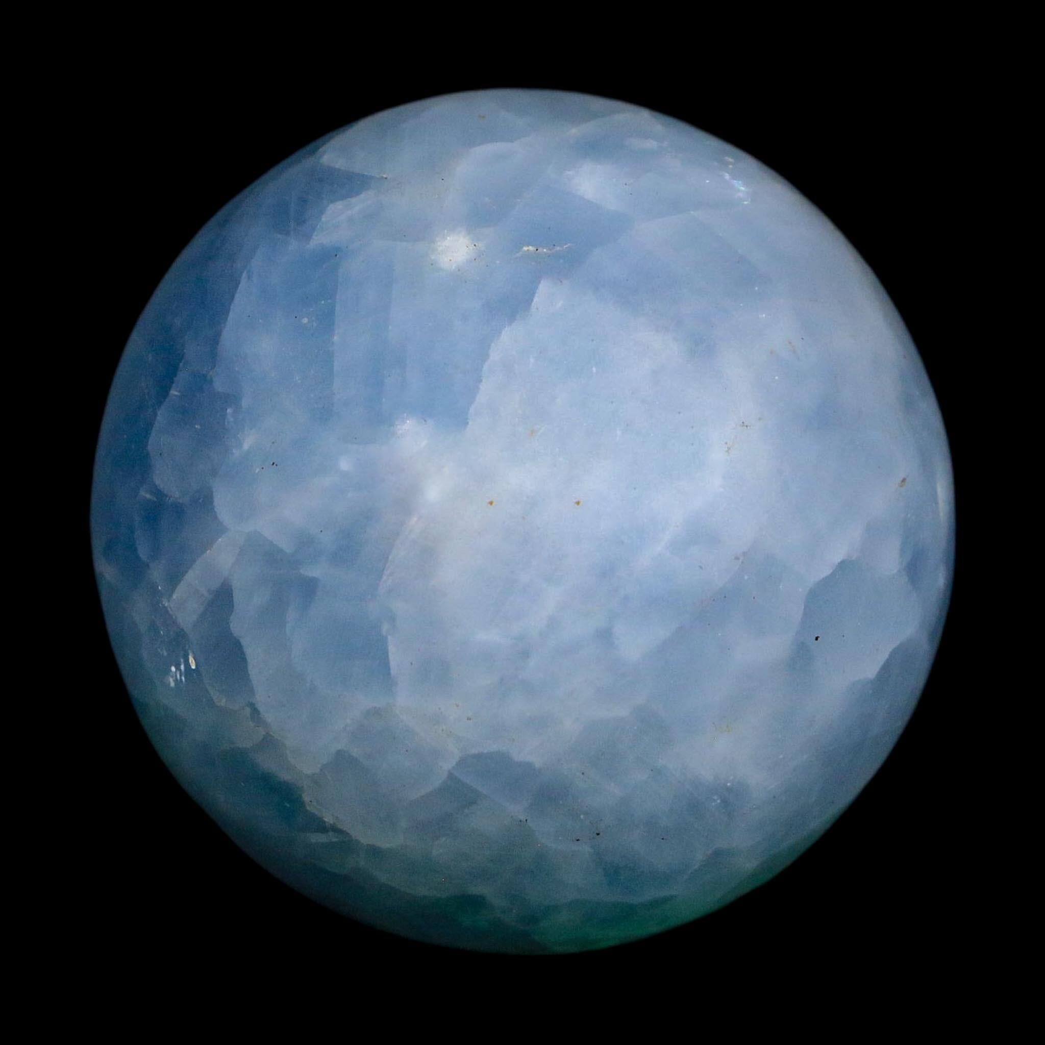 51MM Ice Blue Calcite Crystal Mineral Sphere Orb Nuevo Leon Mexico