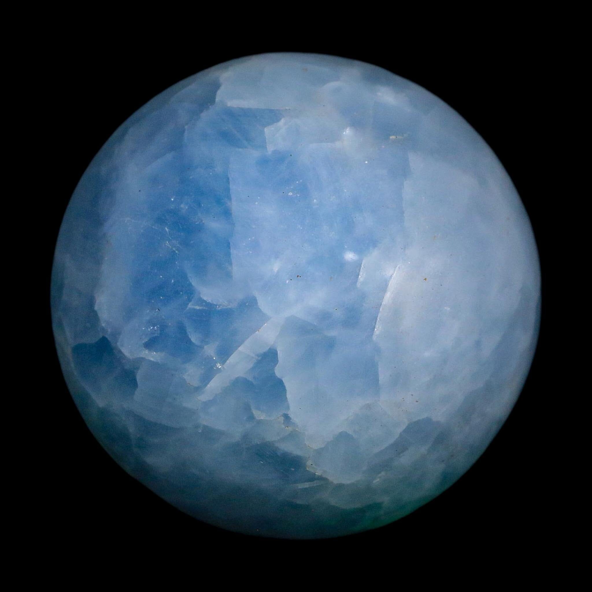 51MM Ice Blue Calcite Crystal Mineral Sphere Orb Nuevo Leon Mexico