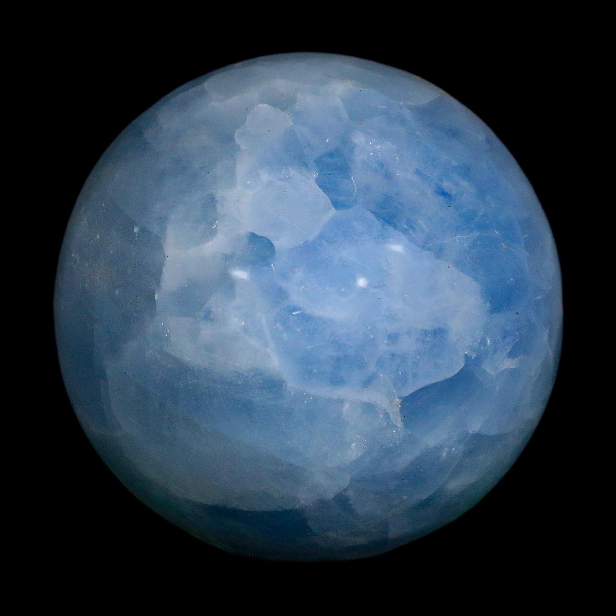 51MM Ice Blue Calcite Crystal Mineral Sphere Orb Nuevo Leon Mexico