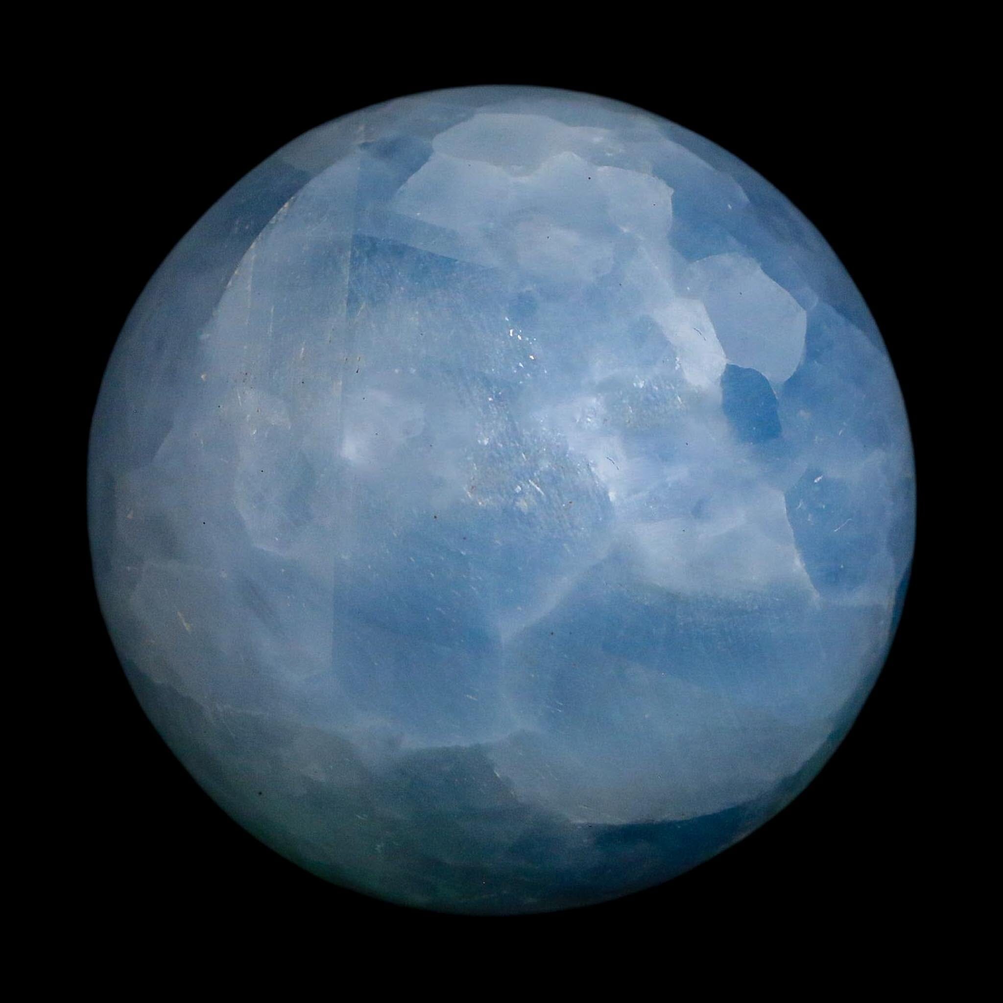 51MM Ice Blue Calcite Crystal Mineral Sphere Orb Nuevo Leon Mexico