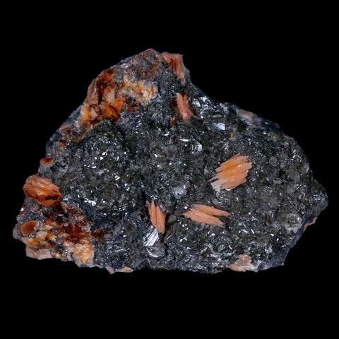 2.2" Sparkly Orange Barite Blades, Cerussite Crystals, Galena Crystal Mineral Morocco - Fossil Age Minerals