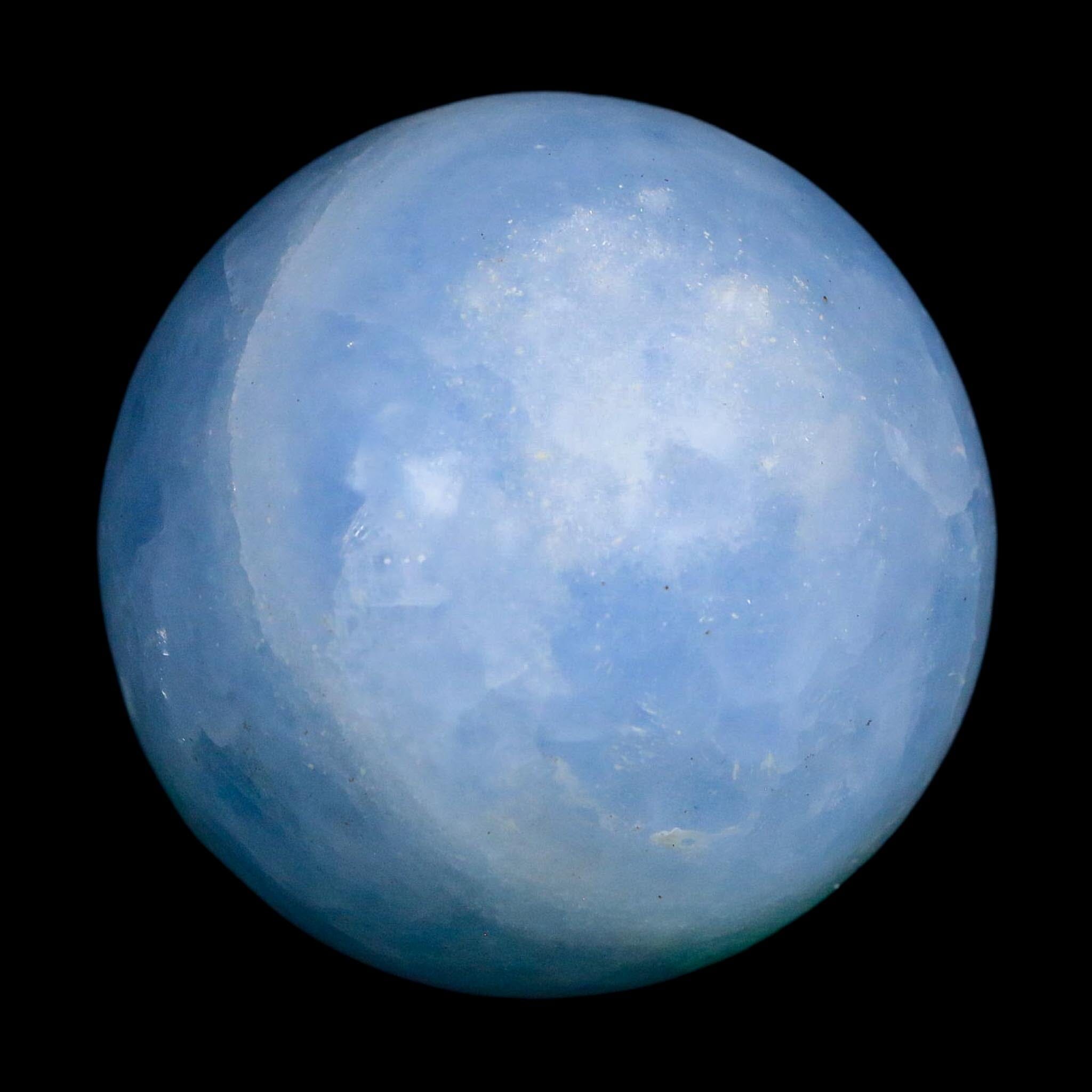 53MM Ice Blue Calcite Crystal Mineral Sphere Orb Nuevo Leon Mexico