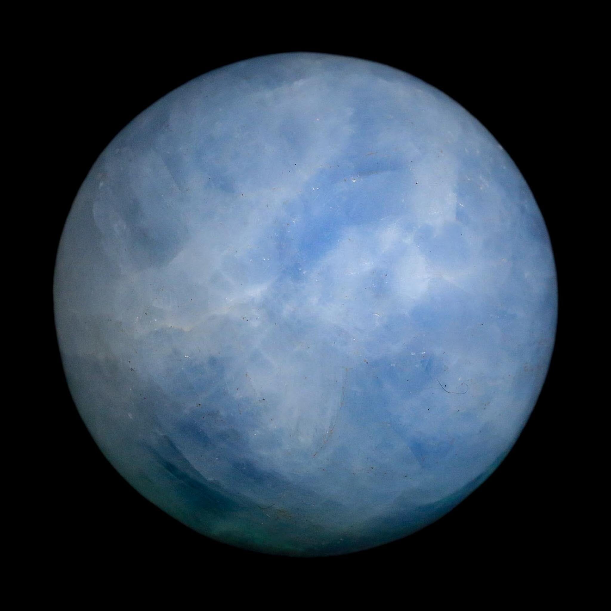 59MM Ice Blue Calcite Crystal Mineral Sphere Orb Nuevo Leon Mexico