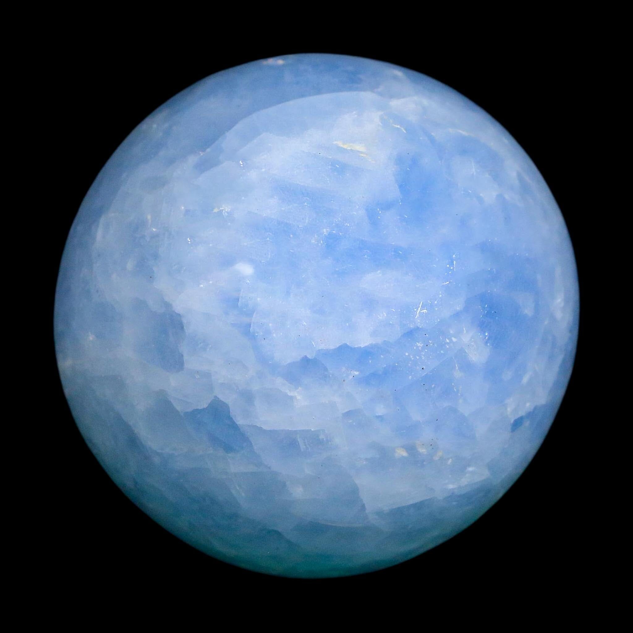 47MM Ice Blue Calcite Crystal Mineral Sphere Orb Nuevo Leon Mexico