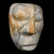 3" Mastodon Mammoth Fossilized Bone Hand Carved Mask Java Indonesia