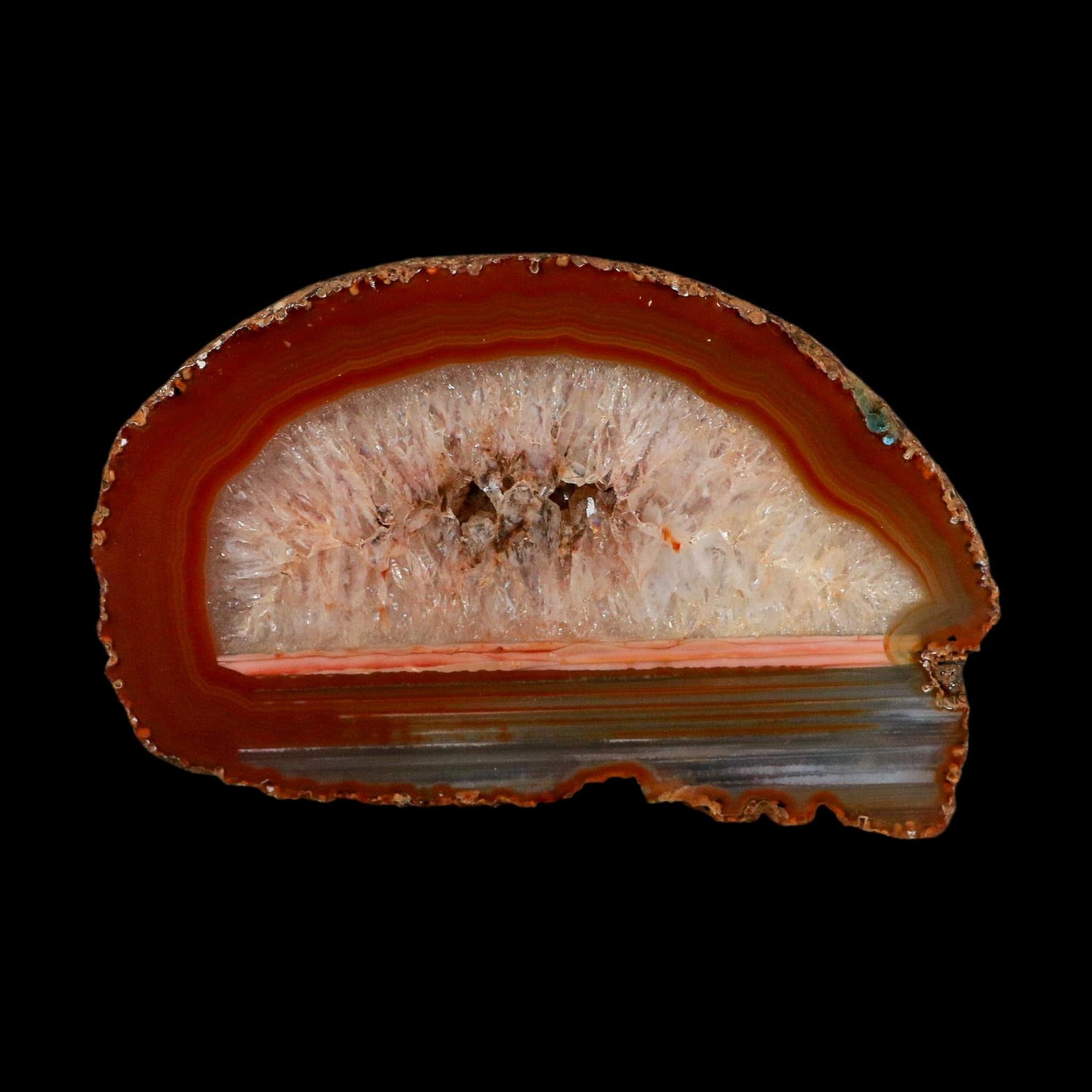 4.6" Polished Cut Agate Geode Crystal Quarts Chalcedony Mineral Specimen