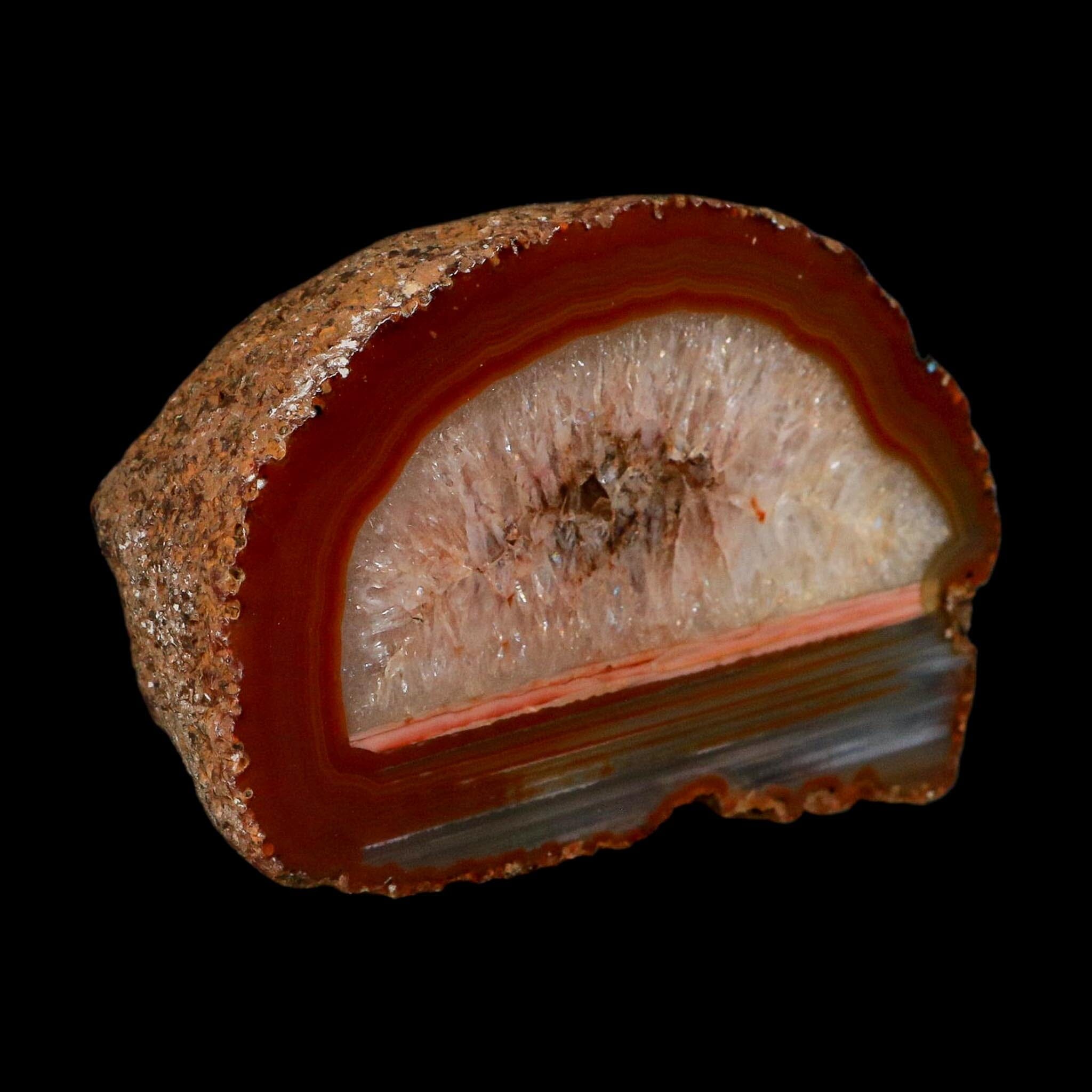 4.6" Polished Cut Agate Geode Crystal Quarts Chalcedony Mineral Specimen