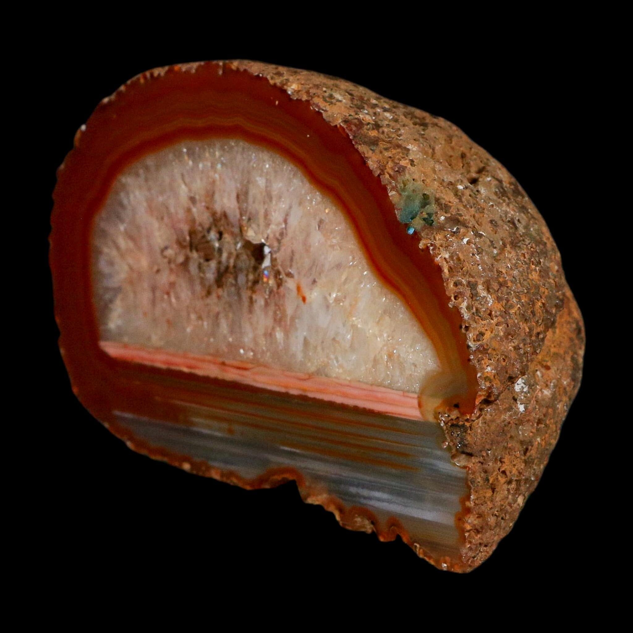 4.6" Polished Cut Agate Geode Crystal Quarts Chalcedony Mineral Specimen