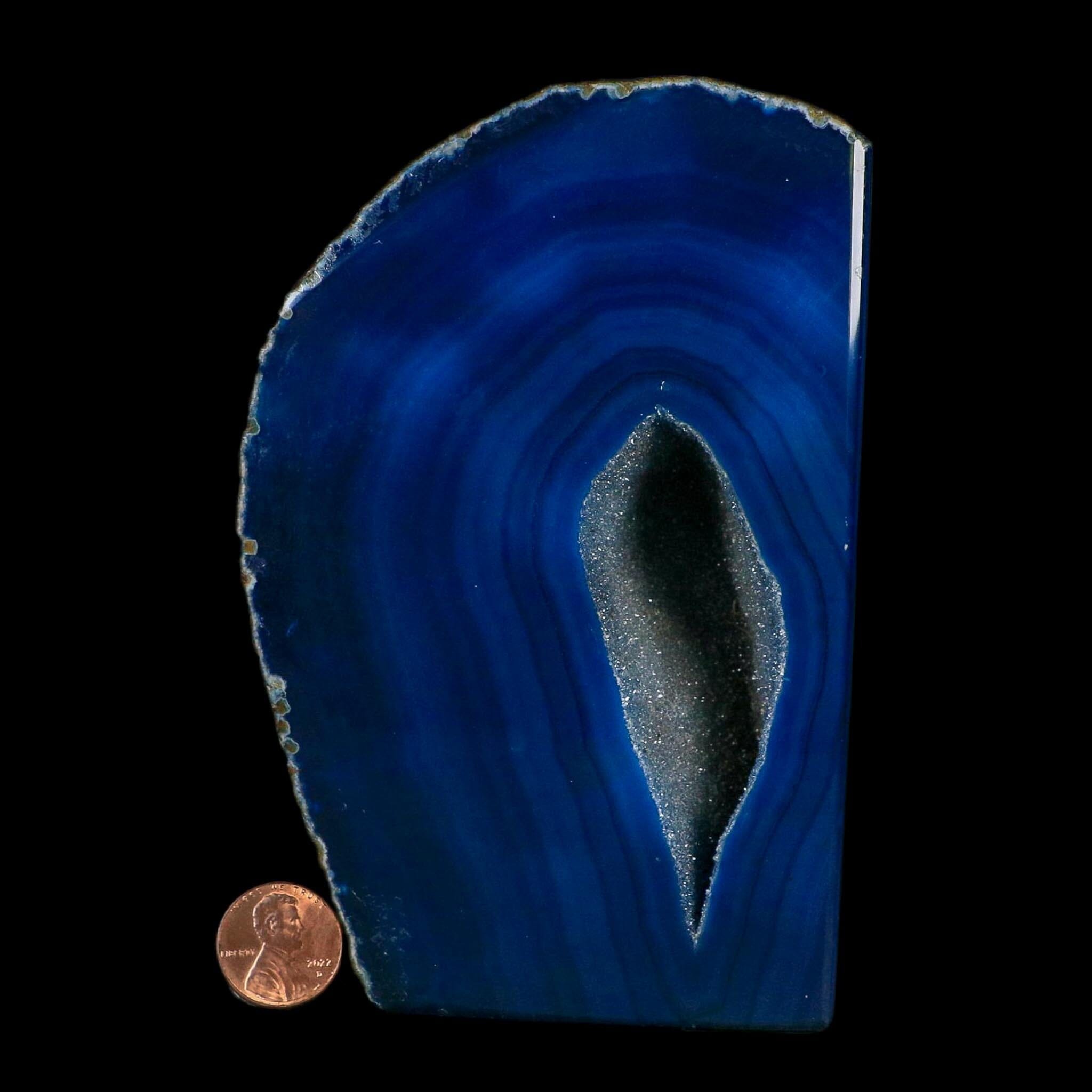5.4" Polished Cut Agate Geode Crystal Quarts Chalcedony Mineral Specimen