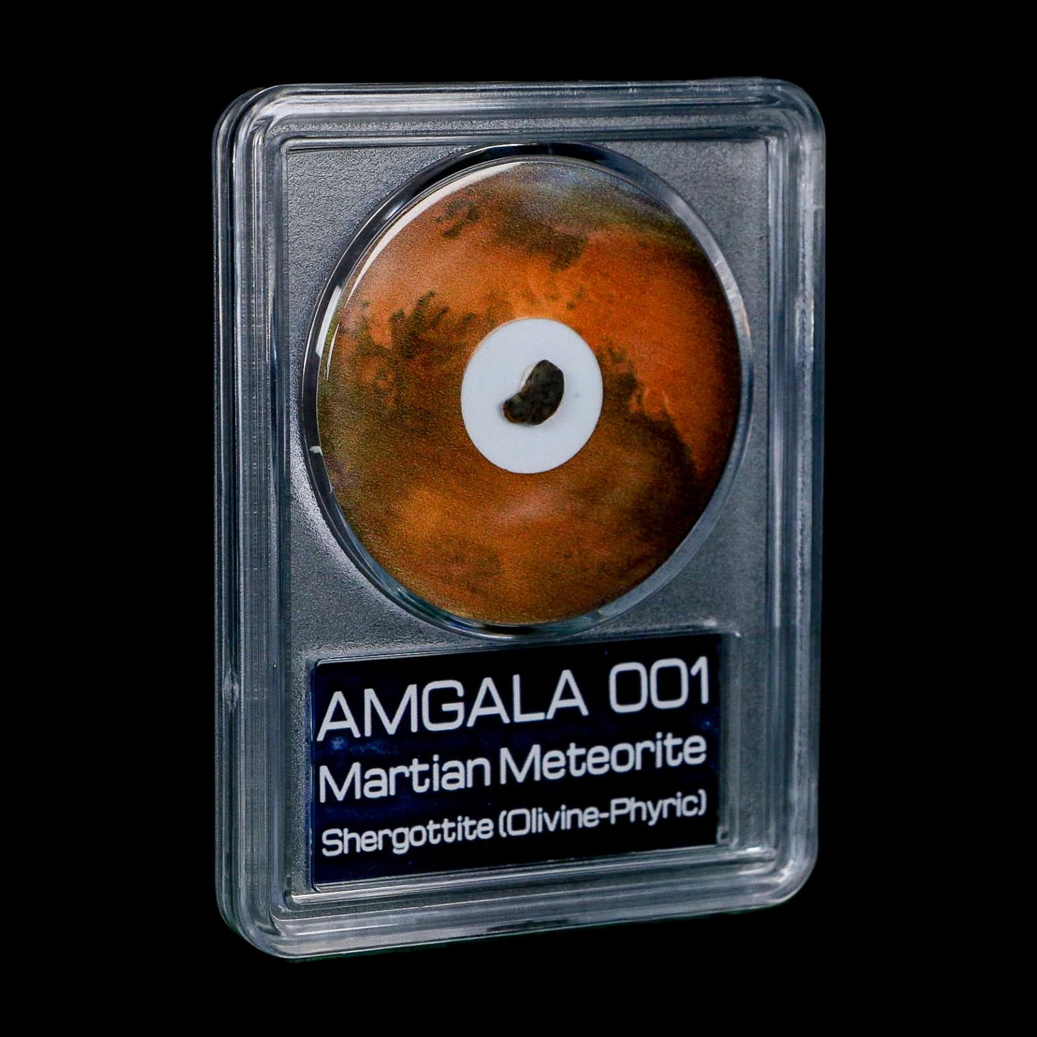 Mars Rock Martian Meteorite Amgala 001 Shergottite Olivine-Phyric COA And Display - Fossil Age Minerals