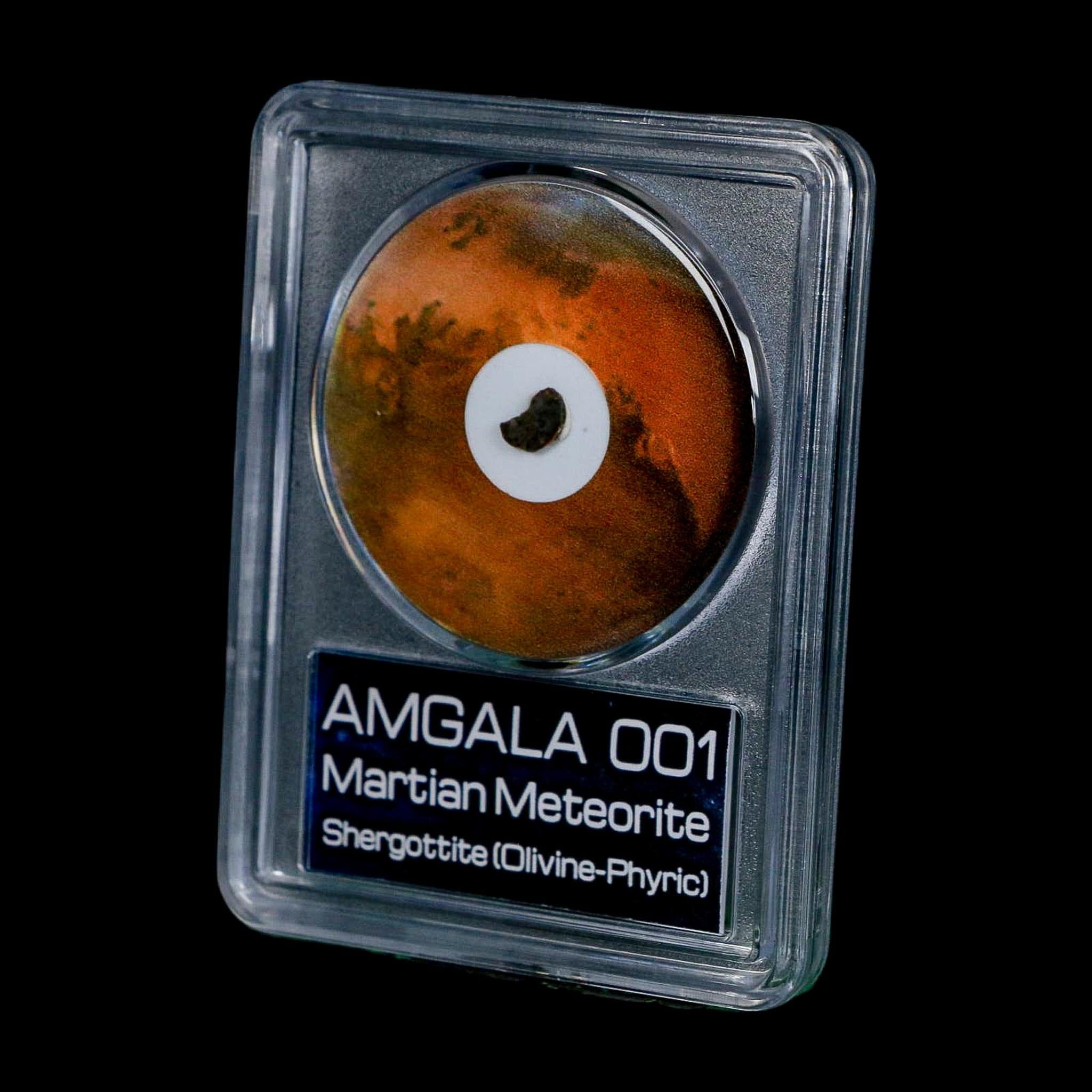 Mars Rock Martian Meteorite Amgala 001 Shergottite Olivine-Phyric COA And Display - Fossil Age Minerals
