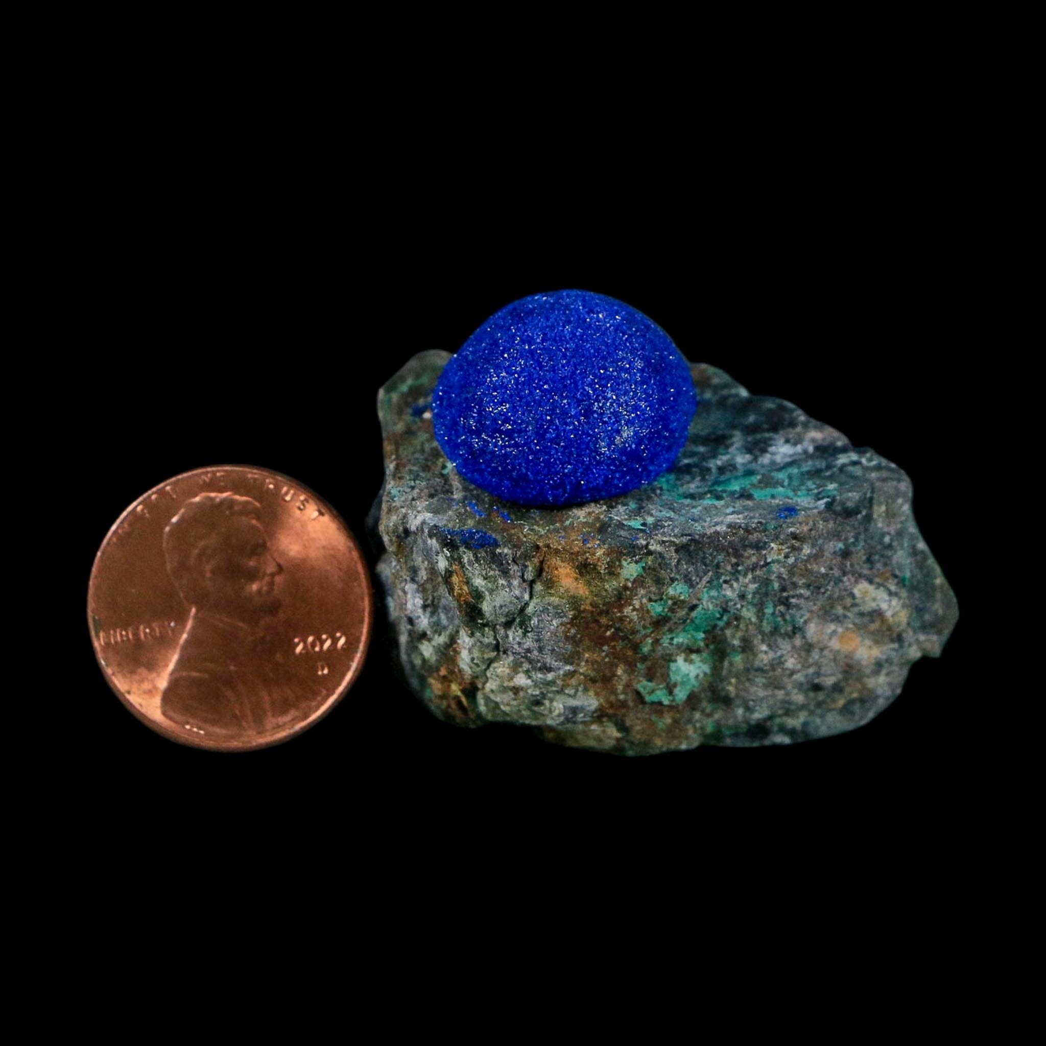 1.4" Azurite Crystals & Malachite On Matrix Colorful Mineral Specimen Morocco