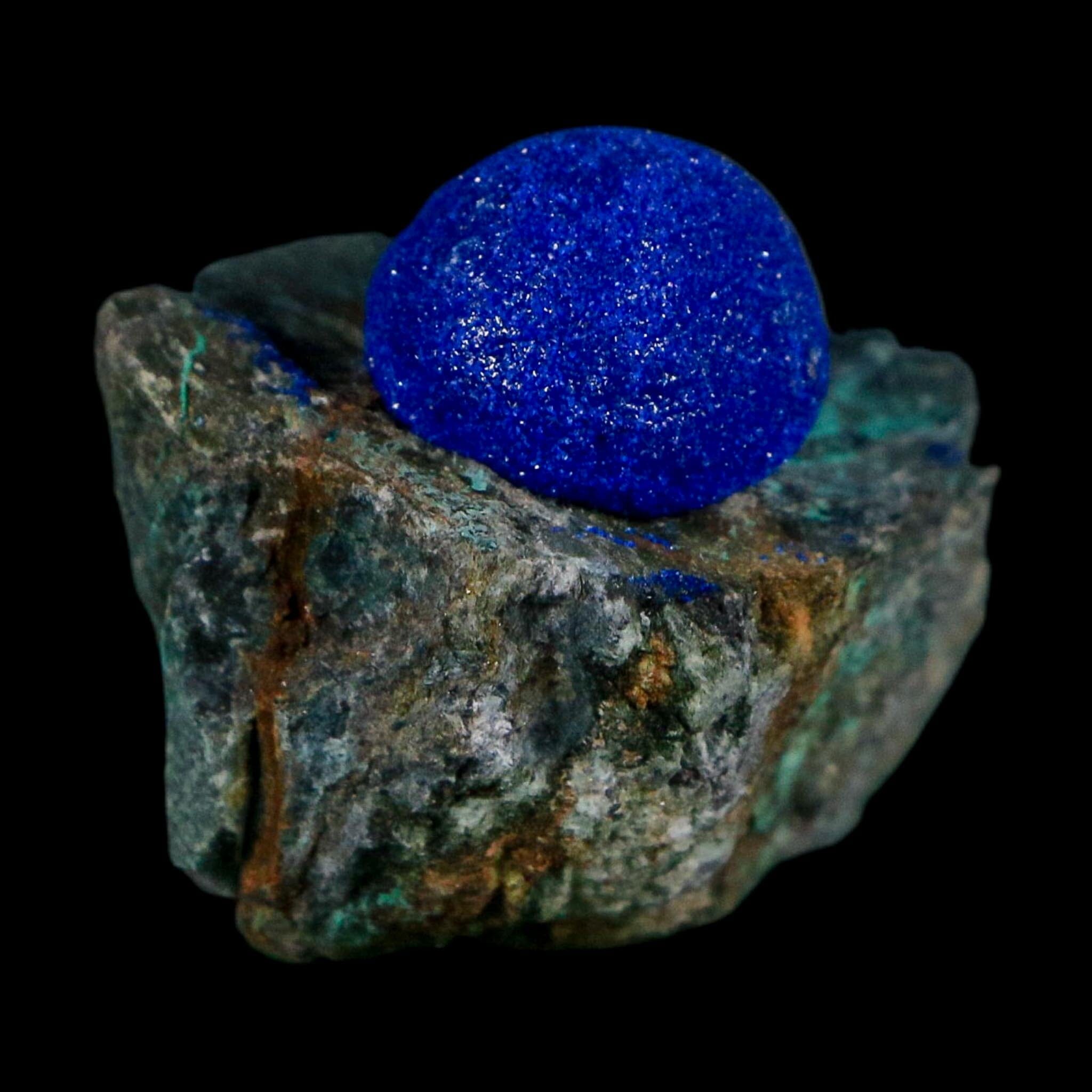1.4" Azurite Crystals & Malachite On Matrix Colorful Mineral Specimen Morocco