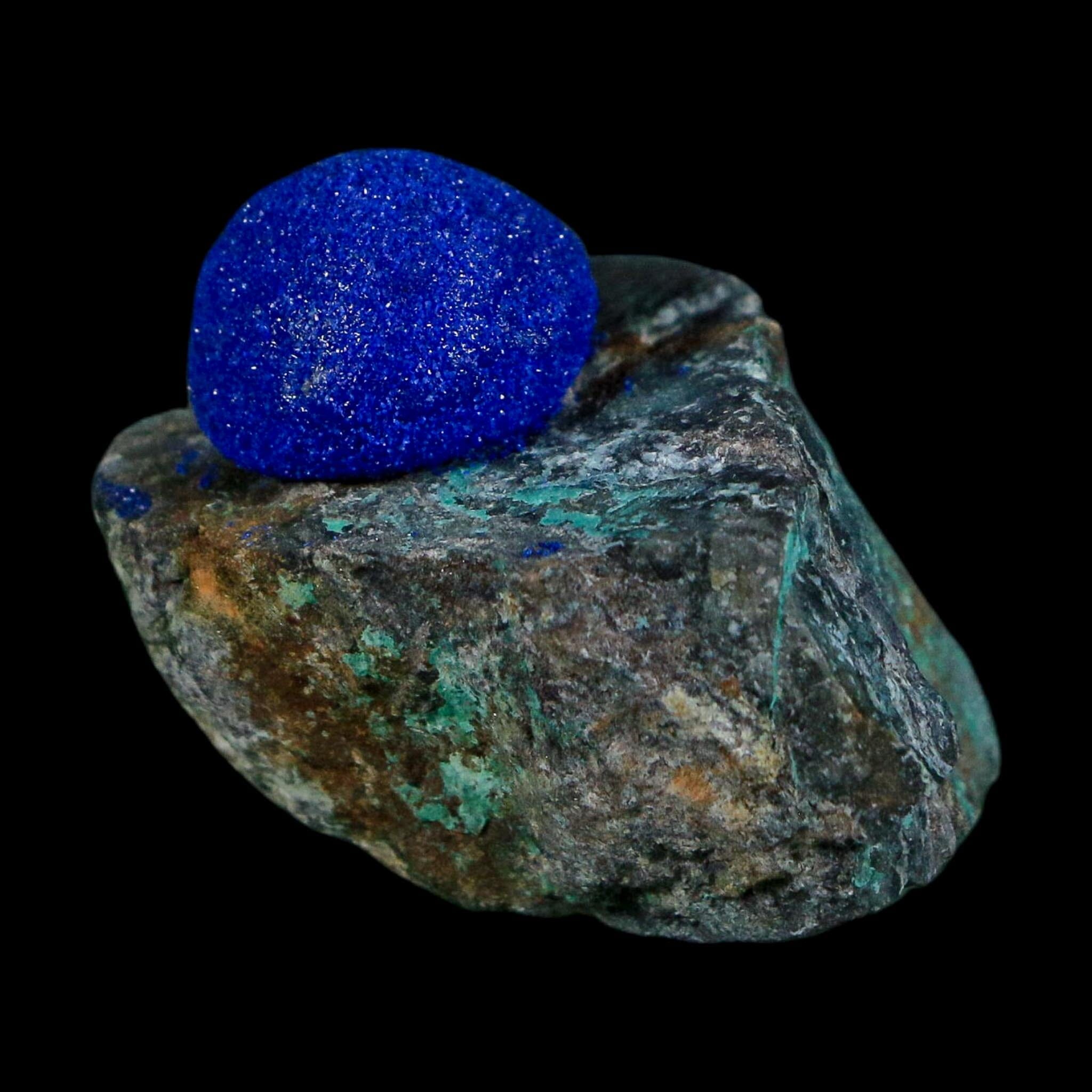 1.4" Azurite Crystals & Malachite On Matrix Colorful Mineral Specimen Morocco
