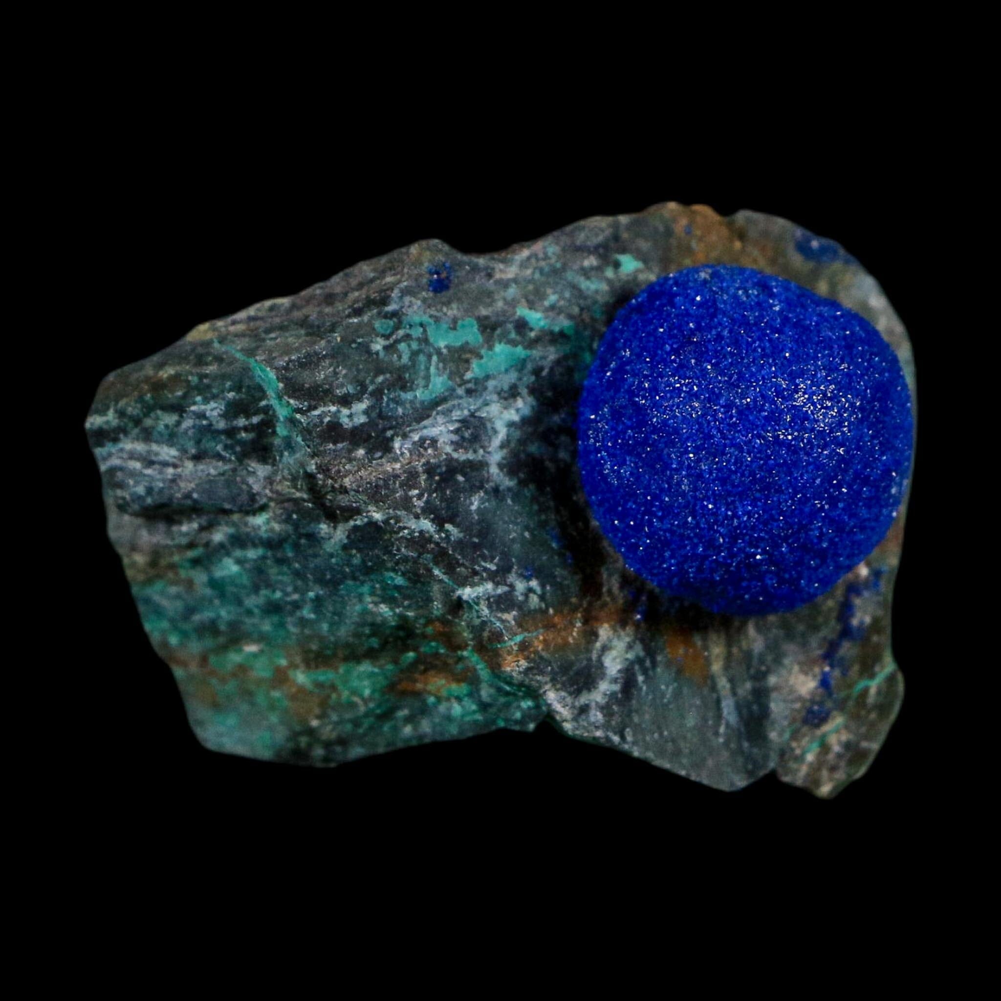 1.4" Azurite Crystals & Malachite On Matrix Colorful Mineral Specimen Morocco