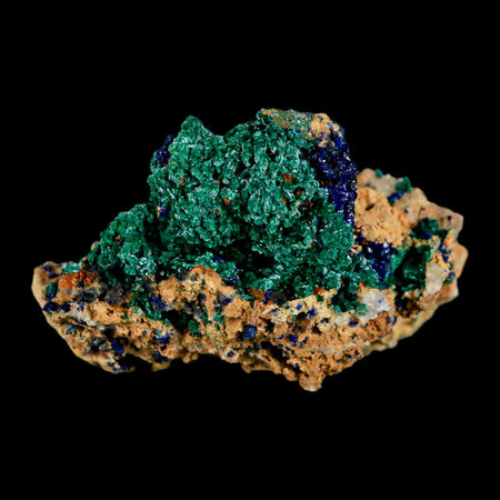 2.1" Azurite Crystals & Malachite On Matrix Colorful Mineral Specimen Morocco