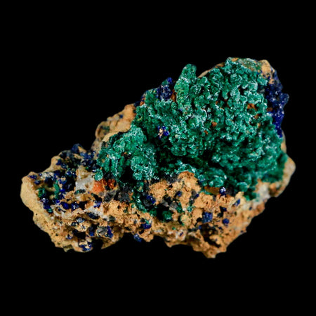2.1" Azurite Crystals & Malachite On Matrix Colorful Mineral Specimen Morocco