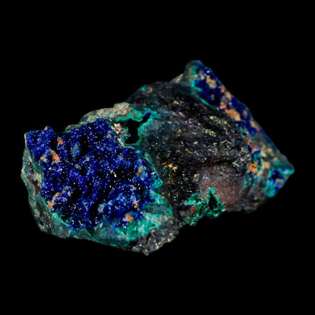 2.6" Azurite Crystals & Malachite On Matrix Colorful Mineral Specimen Morocco