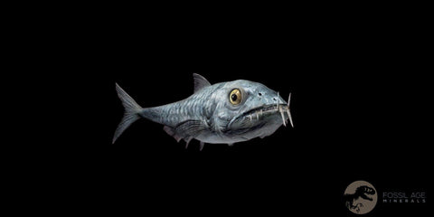 XL 2.9" Saber Toothed Herring Fossil Fang Tooth Enchodus Libycus Cretaceous Age - Fossil Age Minerals