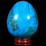2.7" Chrysocolla Polished Egg Teal And Blue Color Vugs Location Peru Free Stand