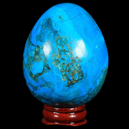 2.7" Chrysocolla Polished Egg Teal And Blue Color Vugs Location Peru Free Stand
