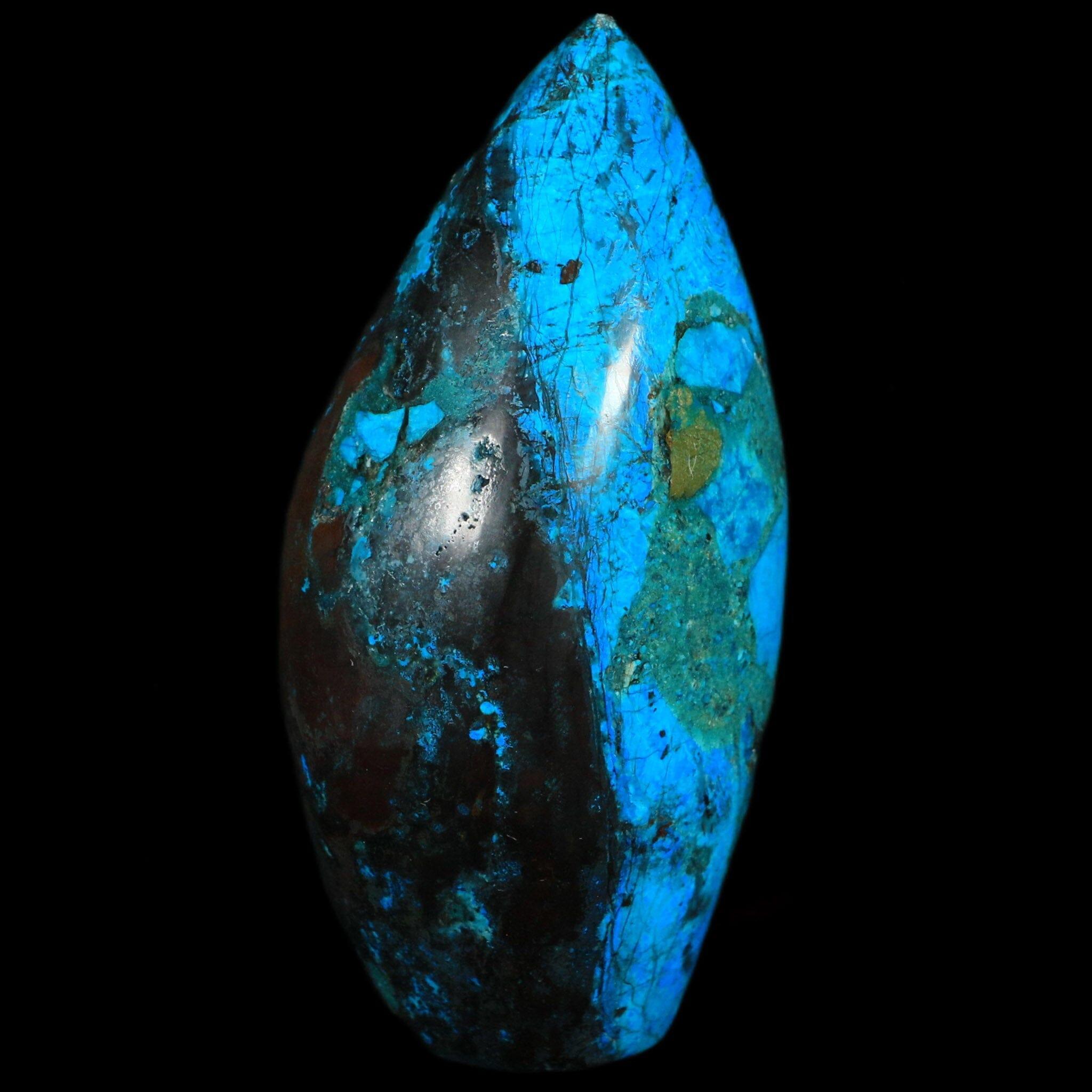 4" Chrysocolla Polished Free Form Self Standing Blue And Teal Color Location Peru - Fossil Age Minerals