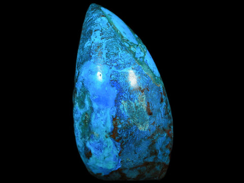 3.4" Chrysocolla Polished Free Form Self Standing Blue And Teal Color Location Peru - Fossil Age Minerals