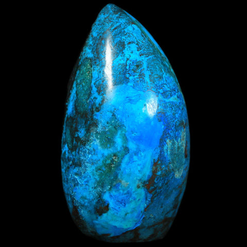 3.4" Chrysocolla Polished Free Form Self Standing Blue And Teal Color Location Peru - Fossil Age Minerals