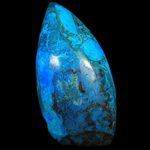 3.4" Chrysocolla Polished Free Form Self Standing Blue And Teal Color Location Peru - Fossil Age Minerals