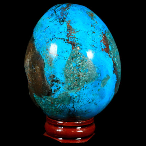 2.6" Chrysocolla Polished Egg Teal And Blue Color Vugs Location Peru Free Stand - Fossil Age Minerals