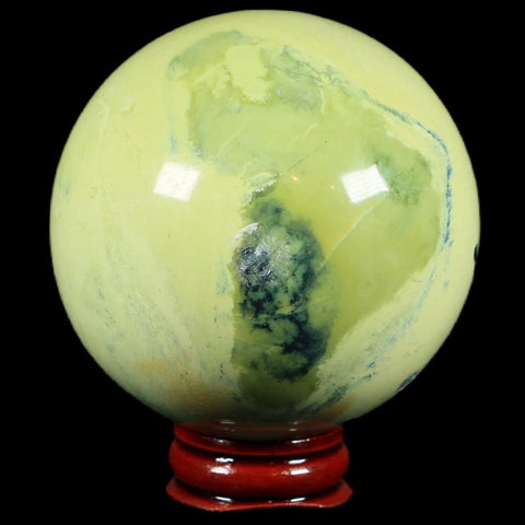 XL 68MM Natural Green & Yellow Serpentine Pyrite Sphere Ball Orb Peru Stand - Fossil Age Minerals