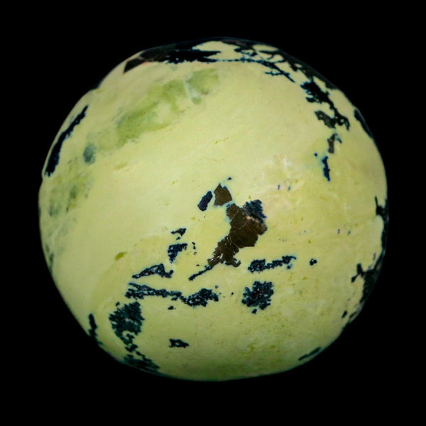 XL 52MM Natural Green & Yellow Serpentine Pyrite Sphere Ball Orb Peru Stand