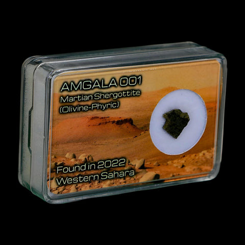 Mars Rock Martian Meteorite Amgala 001 Shergottite Olivine-Phyric Display - Fossil Age Minerals