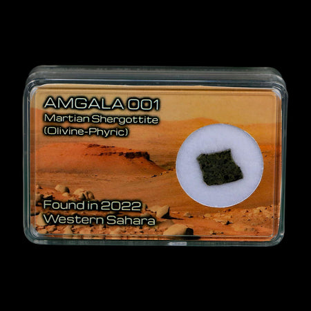 Mars Rock Martian Meteorite Amgala 001 Shergottite Olivine-Phyric Display