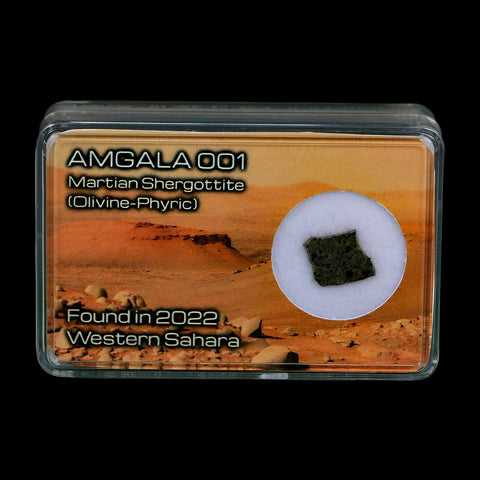 Mars Rock Martian Meteorite Amgala 001 Shergottite Olivine-Phyric Display - Fossil Age Minerals
