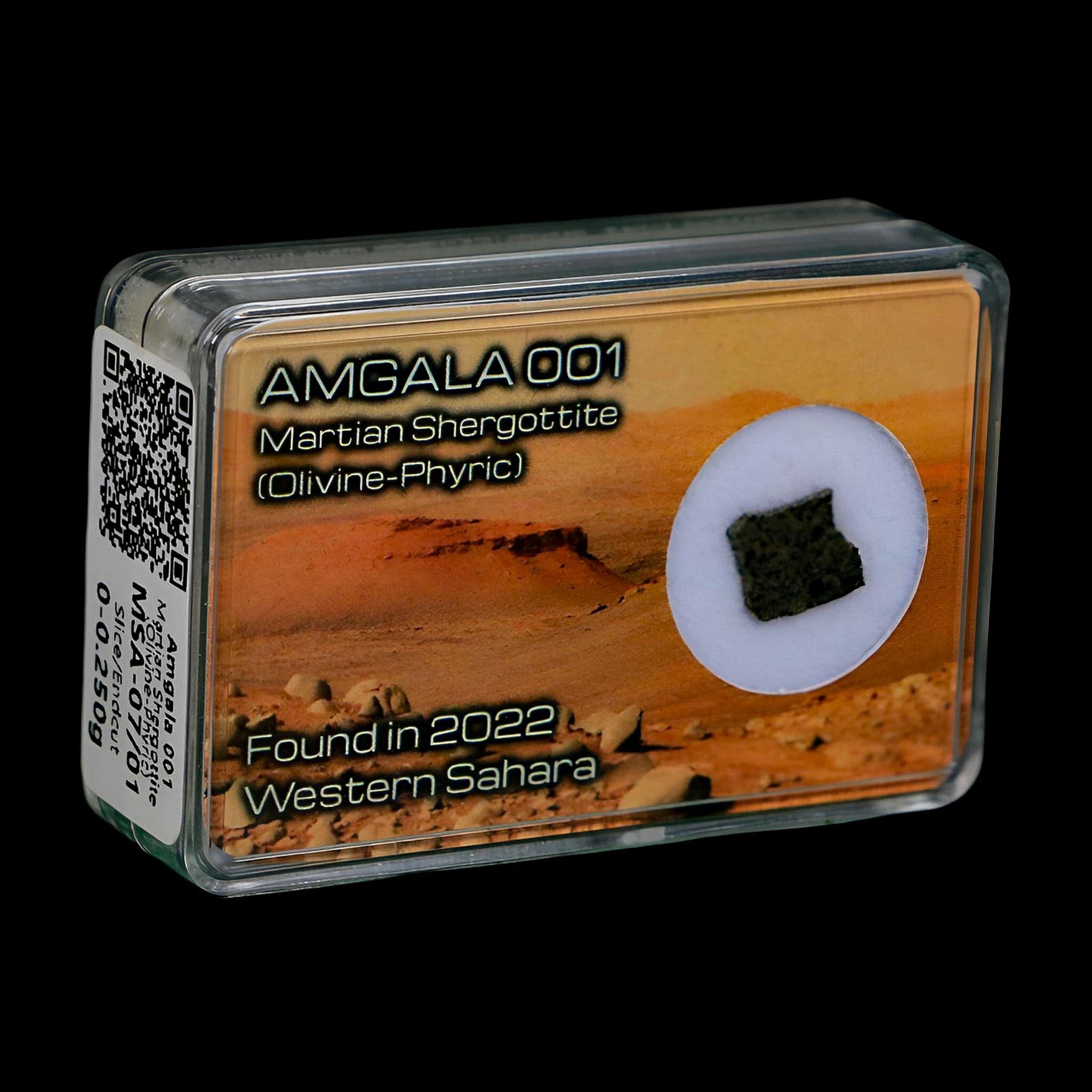 Mars Rock Martian Meteorite Amgala 001 Shergottite Olivine-Phyric Display - Fossil Age Minerals