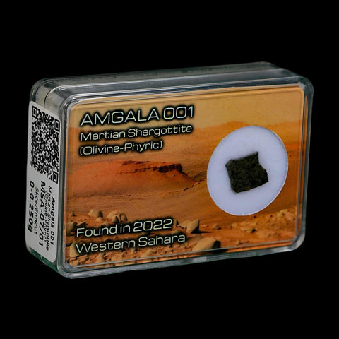Mars Rock Martian Meteorite Amgala 001 Shergottite Olivine-Phyric Display - Fossil Age Minerals