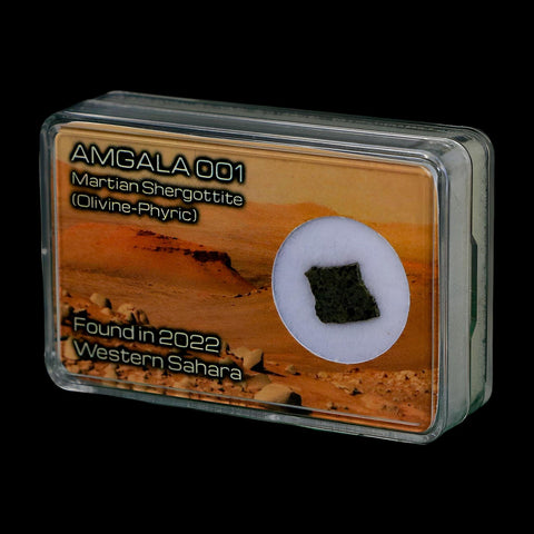 Mars Rock Martian Meteorite Amgala 001 Shergottite Olivine-Phyric Display - Fossil Age Minerals