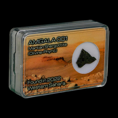 Mars Rock Martian Meteorite Amgala 001 Shergottite Olivine-Phyric Display - Fossil Age Minerals