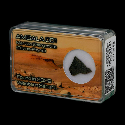 Mars Rock Martian Meteorite Amgala 001 Shergottite Olivine-Phyric Display - Fossil Age Minerals