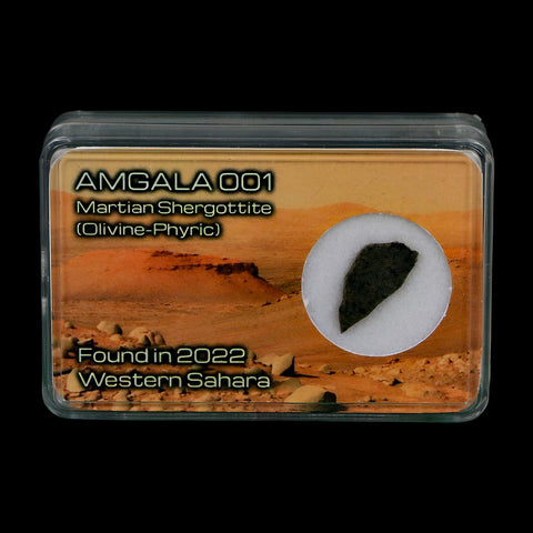 Mars Rock Martian Meteorite Amgala 001 Shergottite Olivine-Phyric Display - Fossil Age Minerals