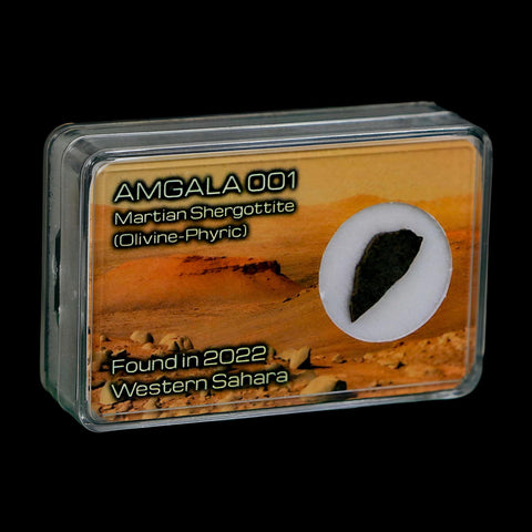 Mars Rock Martian Meteorite Amgala 001 Shergottite Olivine-Phyric Display - Fossil Age Minerals