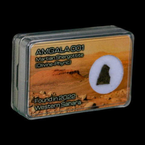 Mars Rock Martian Meteorite Amgala 001 Shergottite Olivine-Phyric Display - Fossil Age Minerals