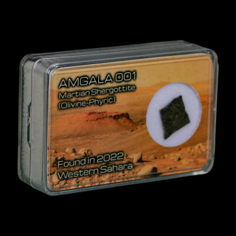 Mars Rock Martian Meteorite Amgala 001 Shergottite Olivine-Phyric Display - Fossil Age Minerals