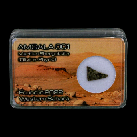 Mars Rock Martian Meteorite Amgala 001 Shergottite Olivine-Phyric Display - Fossil Age Minerals