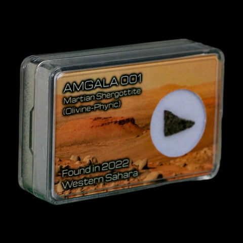 Mars Rock Martian Meteorite Amgala 001 Shergottite Olivine-Phyric Display - Fossil Age Minerals