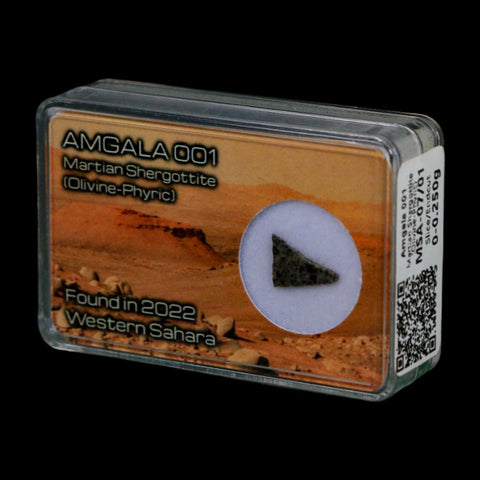 Mars Rock Martian Meteorite Amgala 001 Shergottite Olivine-Phyric Display - Fossil Age Minerals